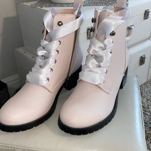 Brand new never worn baby pink combat boots
